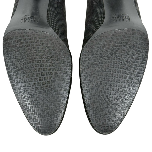 Stuart Weitzman Black Goosebump Leather Block Heel with Metal Trim Size 9 M - Picture 10 of 14